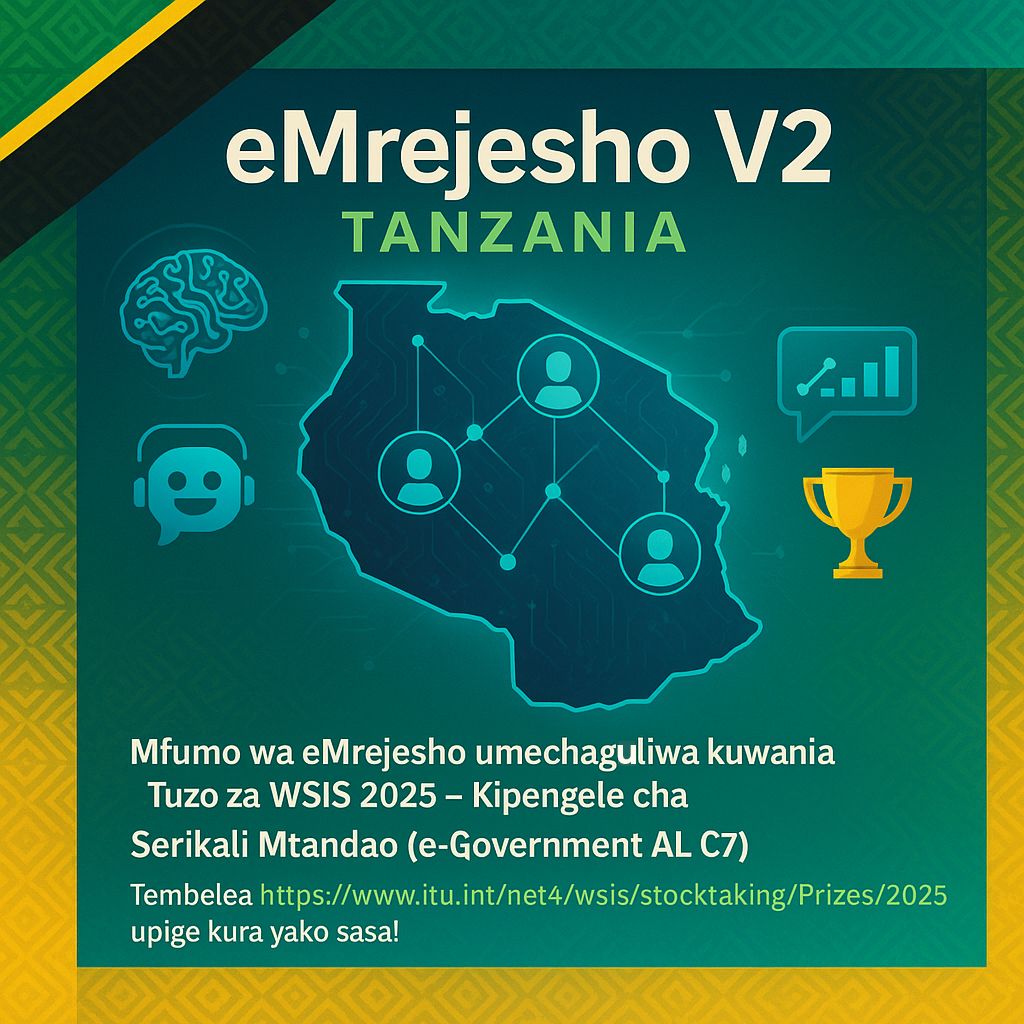 Mfumo wa eMrejesho V2 umechaguliwa kuwania Tuzo za Dunia Jumuiya ya Tehama.